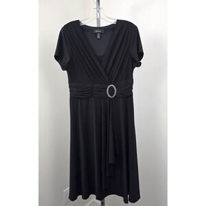 R & M Richards Empire Waist Short Sleeve‎ Dress Black 14